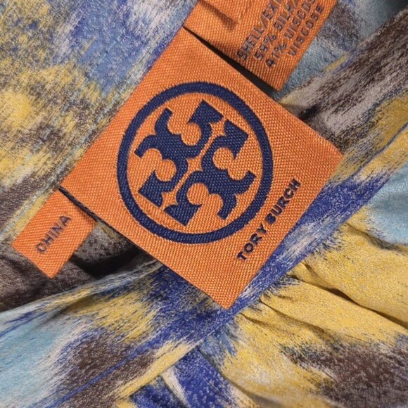 TORY BURCH SILK Blend Pleated Skirt A-Line Abstract Print Size 8 - Picture 5 of 10